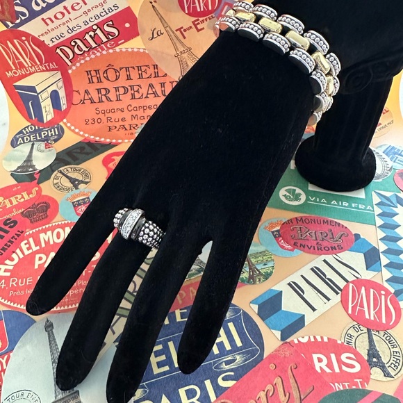 Lagos Silver and 18k Gold Caviar linked Bracelet - Picture 2 of 8